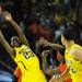 Michigan freshman Caris LeVert passes the ball up court to junior Jordan Morgan during the last second against Syracuse during the Final Four in Atlanta on Saturday, April 6, 2013. Melanie Maxwell I AnnArbor.com